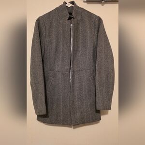 Chou Yatou Women's Gray Herringbone Pea Coat